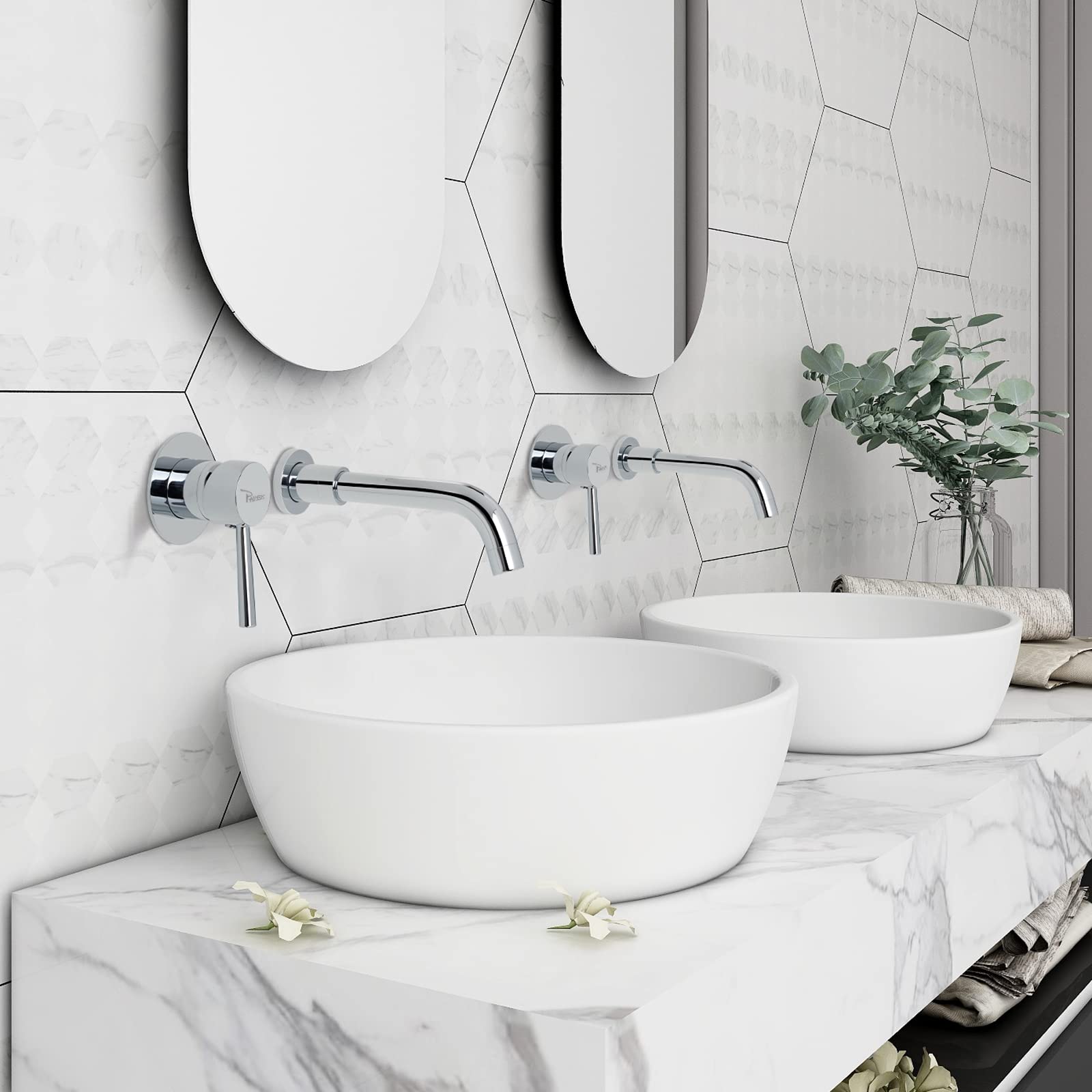 PHASAT Mitigeur Lavabo Encastré, Robinet de salle de bain, Mitigeur monocommande pour lavabo PTBB06C