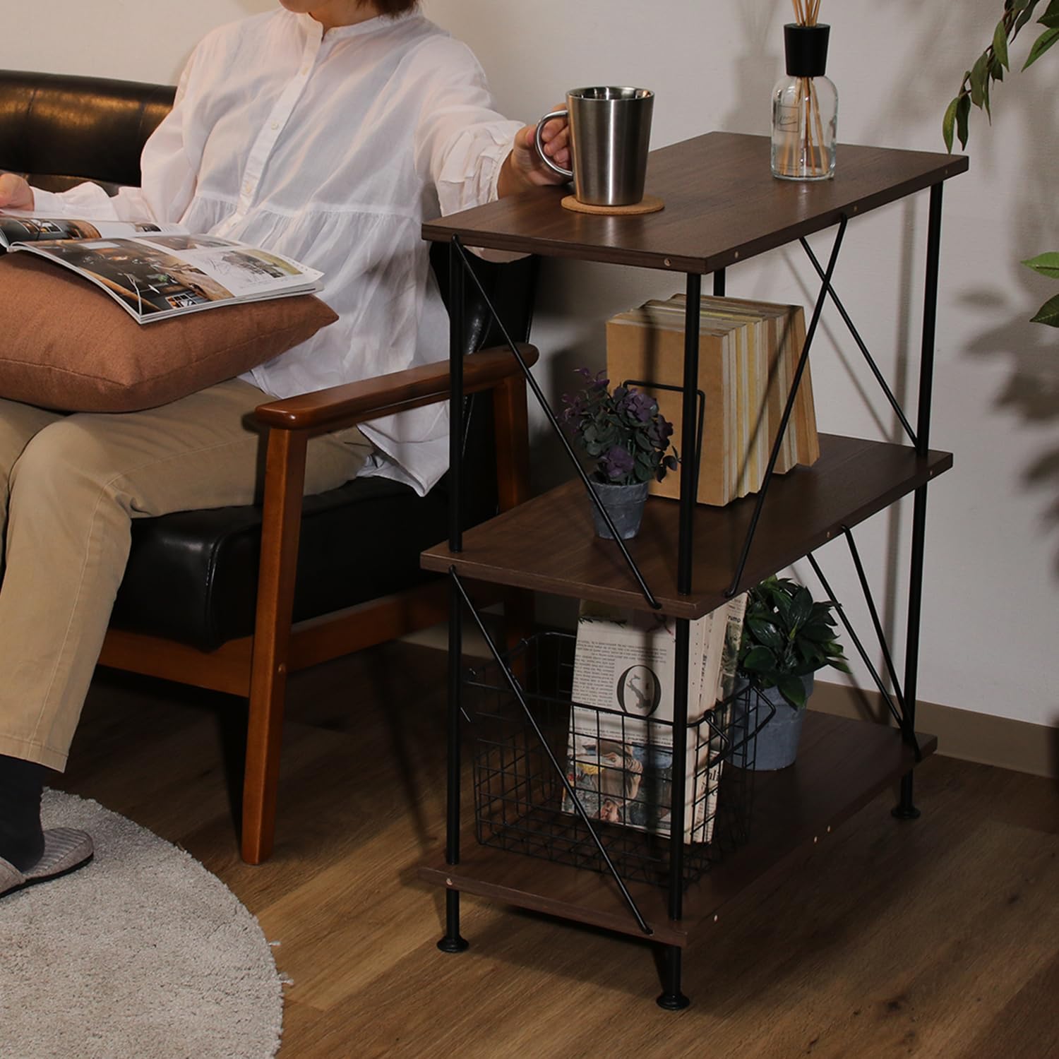 ３段　キャビネット　棚　収納　シェルフ Amazon｜不二貿易 オープンラック 幅61.5×奥行30.6×高さ74×cm