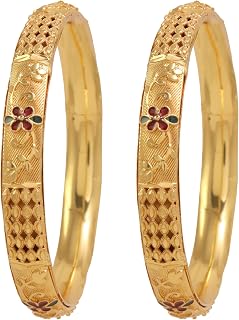 CUTE GOLD One Gram Gold Plated Traditional American Diamond Stone Bangles for Women and Girls (4047) Price In India