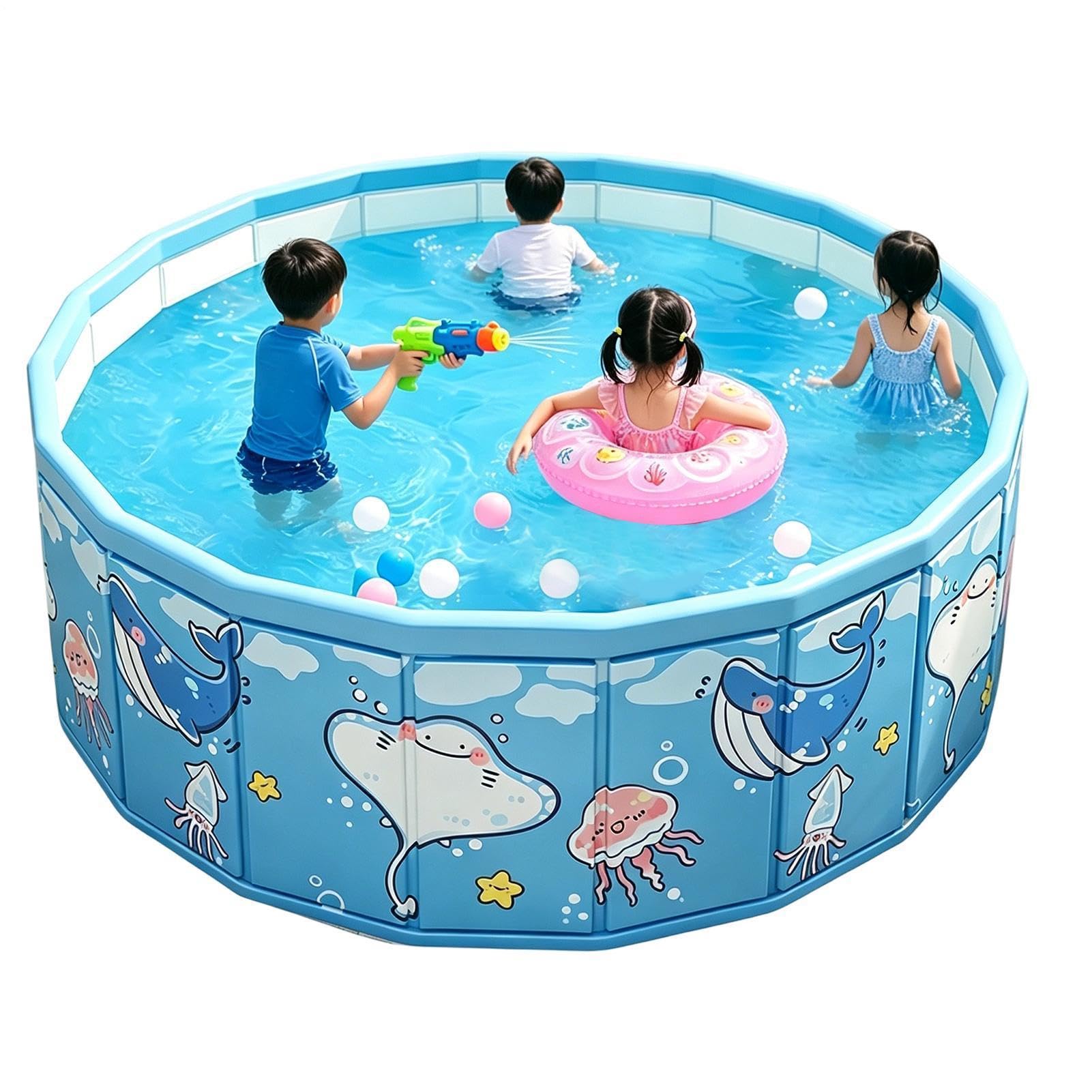 Kiddie Pool - Non-Inflatable Folding Water Toys - Large Kiddie Pool Pet Bathtub - for Outdoor Ground Garden Backyard Beach Park Summer Party Adults Boys Girls Family Pet