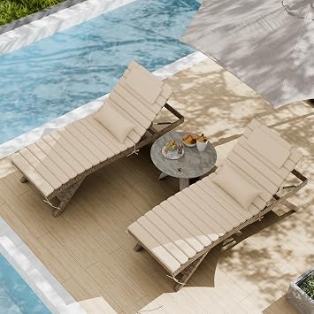 1.6" Chaise Lounge Cushions Outdoor Set of 2, Water Fade Resistant