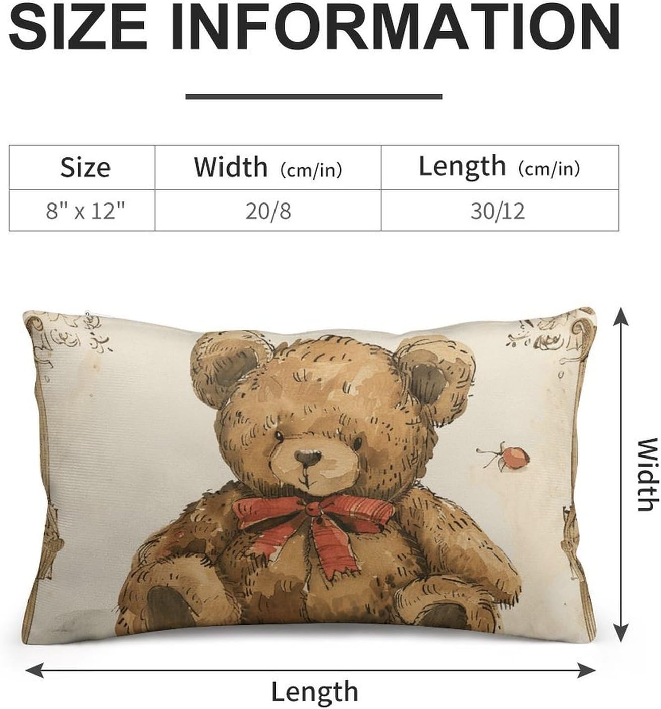 Vintage Bear Toy Throw Pillow Covers with Hidden Zipper image 2