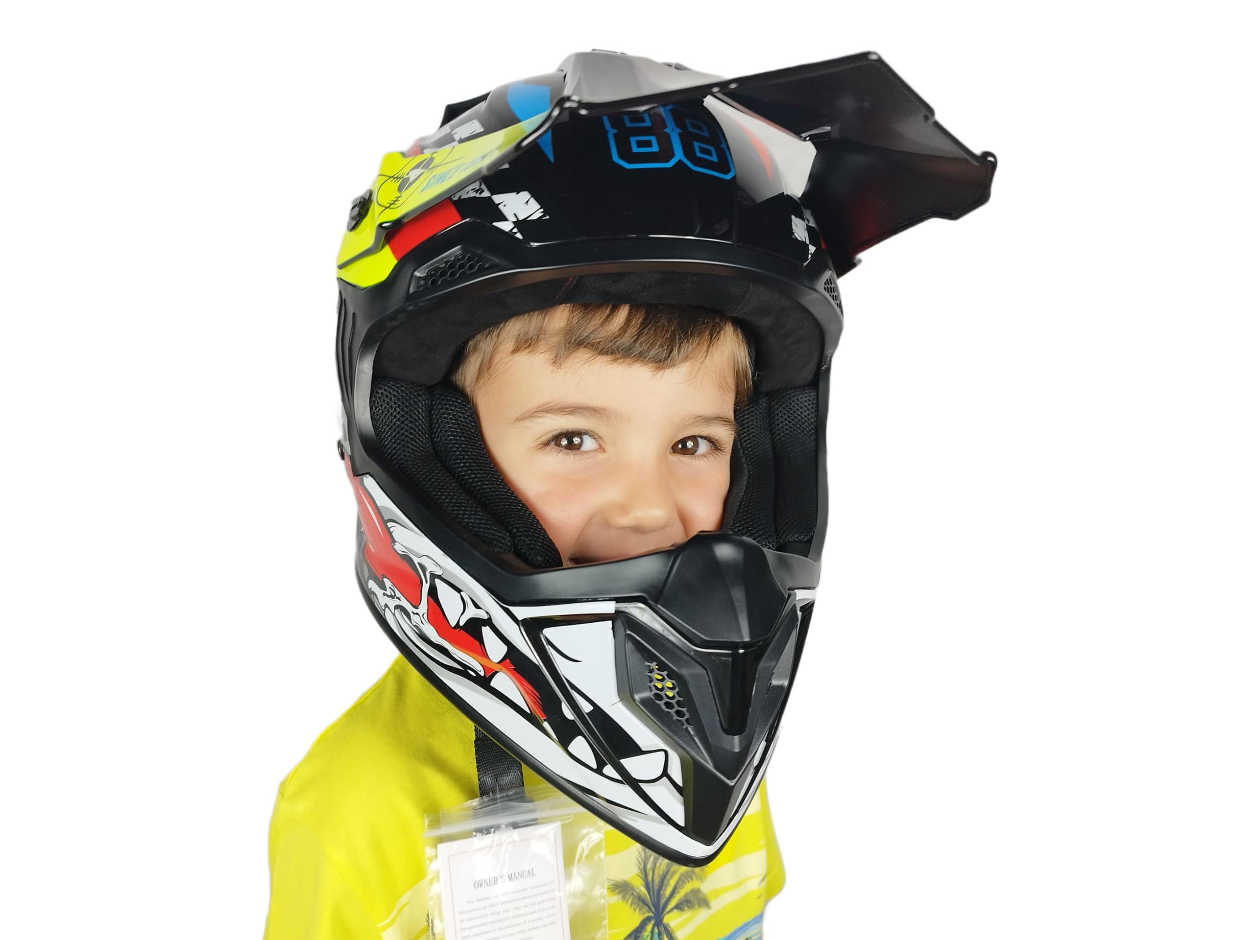 Casco Bimbo bambino per mini moto da Cross Enduro Quad Off Road fuori strada integrale con Nuova Omologazione CE C.E. ECE 22.06