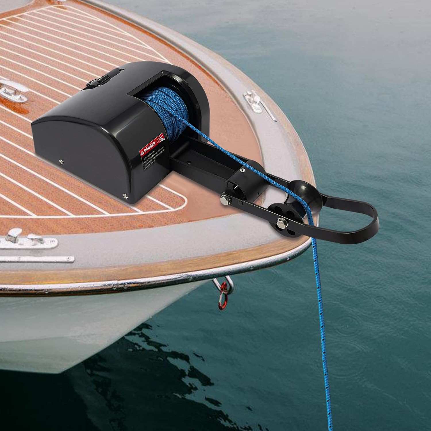 Electric Anchor Winch Kit, 12V Marine Anchor Windlass System, Anchors Up to 35 lbs, w/Remote Control Boat Marine Electric Anchor Winch, w/100-Ft of Pre-Wound Anchor Rope