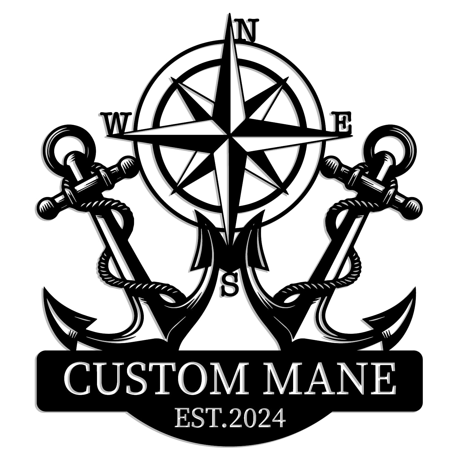 Custom Anchor Metal Wall Art,Personalized GPS Anchor Compass Metal Wall Art,Personalized Nautical Name Sign,Boating Anchor Metal Sign, Anchor Name Sign, Anchor Wall Hanging Decor, Anchor Gifts