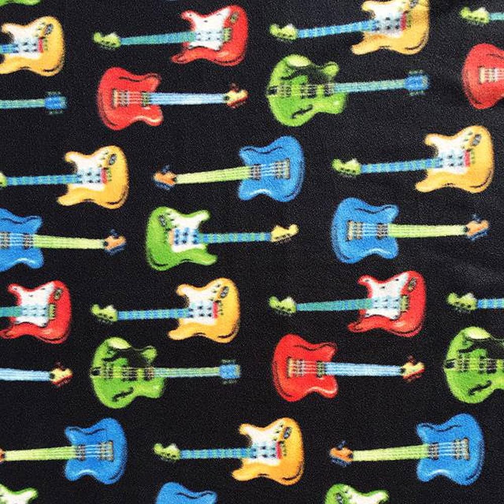 Pico Textiles 15 Yards Bolt - Guitars Allover Fleece Fabric - Sold by The Bolt - Print Fleece Fabric - Ideal for Sewing Projects, Scarves, No Sew Fleece Throws & Tie Blankets