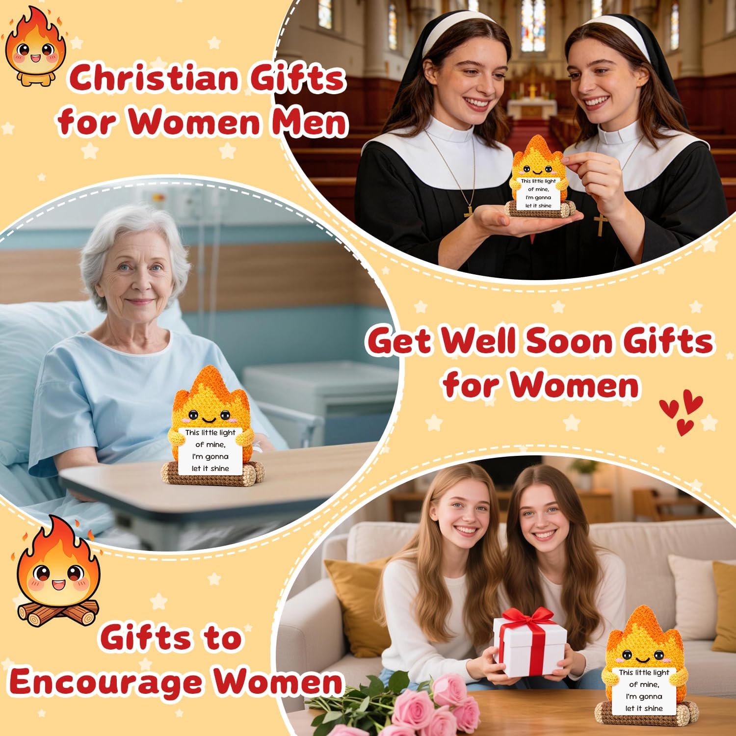 Inspirational Crochet Campfire Gifts for Women Men,Grade College High School Graduation Birthday Card Gifts for Boys Girls 2026, Christians Religious Affirmation Cheer Up Friendship Gift