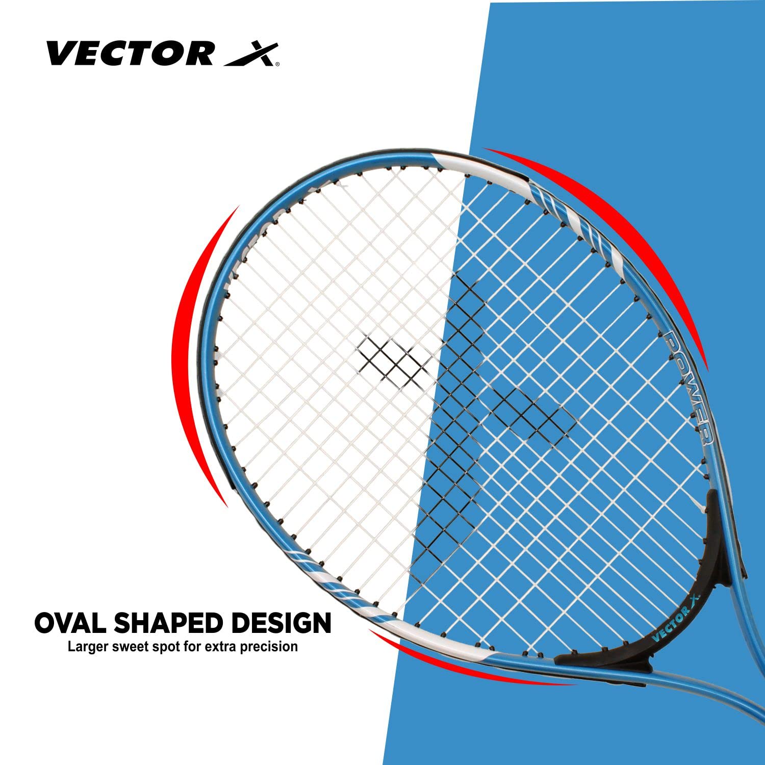 Vector X VXT-520 Adult Men Recreational Tennis Racket Lightweight Aluminum Frame for Easy Swing|105 sq in Head|Pre-Strung Beginner Racquet for Outdoor Game Training & Practice (23-inch, Without Cover)