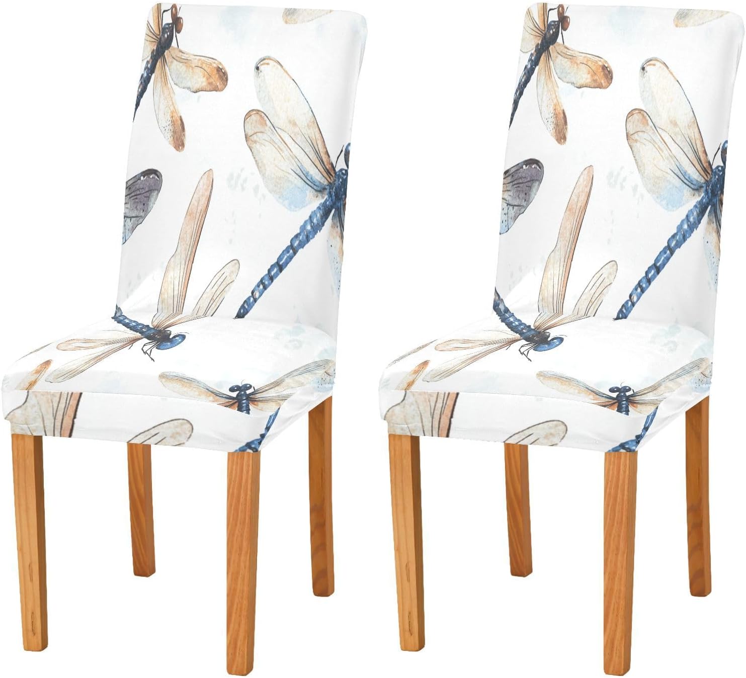 ALAZA Chair Covers for Dining Room, Watercolor Dragonflies Seamless Stretch Chair Cover Sets Chair Protector Removable Washable for Ktichen Restaurant Hotel