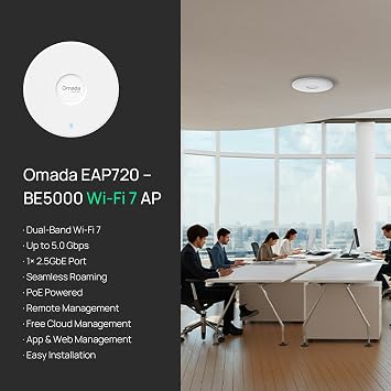 Omada 7, BE5000 Wireless Access Point, 2.5G Port, w/DC Adapter(EAP720)