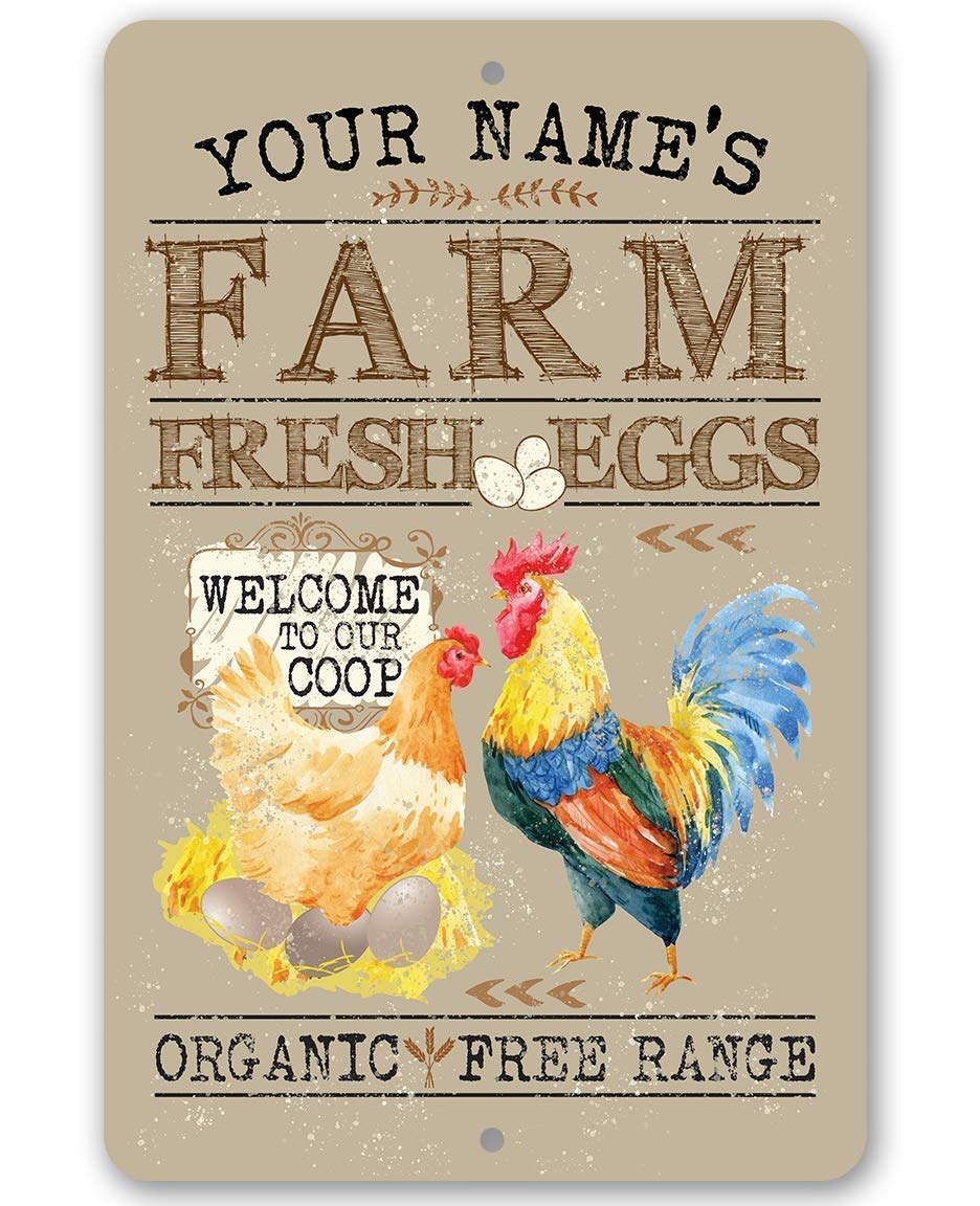 Chicken Signs for Coop Funny Outdoor - Personalized Farm Fresh Eggs - Funny Chicken Coop Sign - Chicken Accessories Indoor/Outdoor Chicken Decor - Vintage Kitchen Decor Gifts for Chicken Owners