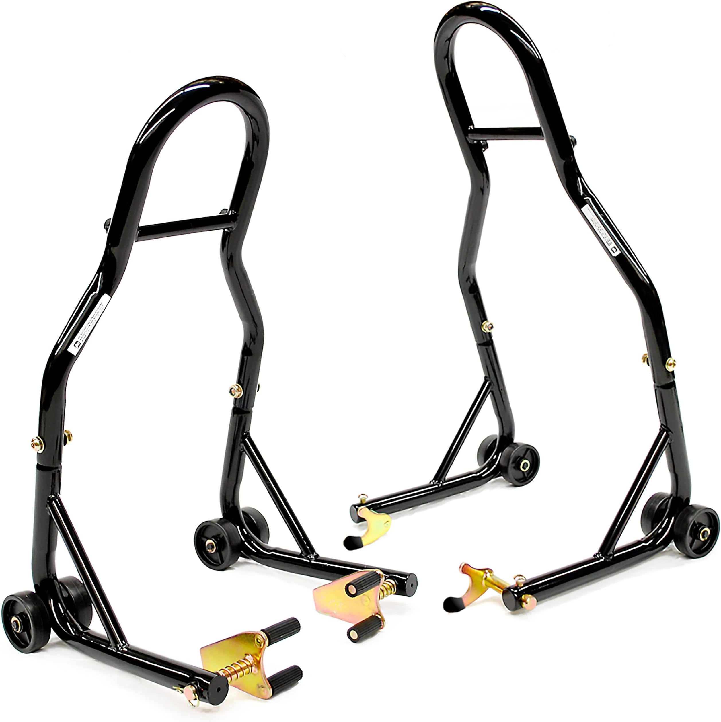 Venom Motorcycle Stand Lift, Front & Rear Combo, Universal Paddock Lift Stand, Front Wheel Fork Stand Rear Wheel Swingarm Spool Stand, Compatible With Most Yamaha Honda Kawasaki Suzuki BMW Motorcycles