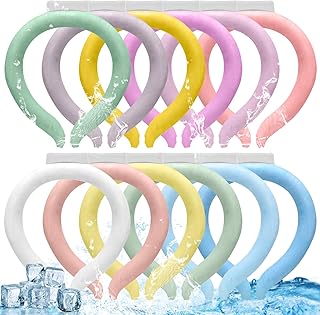 12 Pcs Neck Cooling Tubes Reusable Ice Neck Cooler Wearable Cooling Wraps Ice Collar Ring Hands Free Gel Freeze Body Packs for Hot Weather Summer Outdoor Indoor Party Heat Dissipation