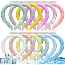 SiliFine 12 Pcs Neck Cooling Tubes Reusable Ice Neck Cooler Wearable Cooling Wraps Ice Collar Ring Hands Free Gel Freeze Packs for Hot Weather Summer Outdoor Indoor Party Heat Dissipation(Macaron)