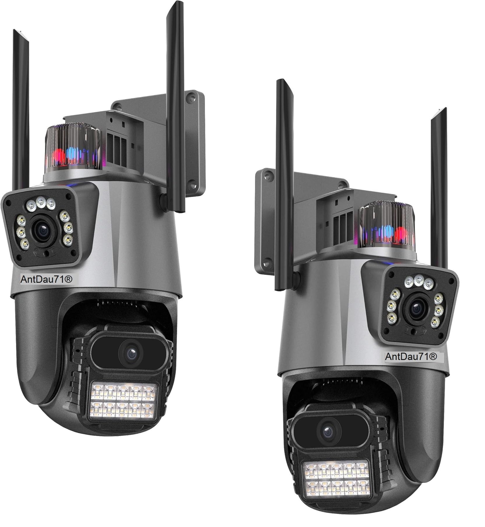 2 cámaras IP de 6 MP, WiFi, PTZ Full HD, con doble lente, resistente al agua IP66, detección de movimiento, visión nocturna, aplicación ICSEE - CW888-2