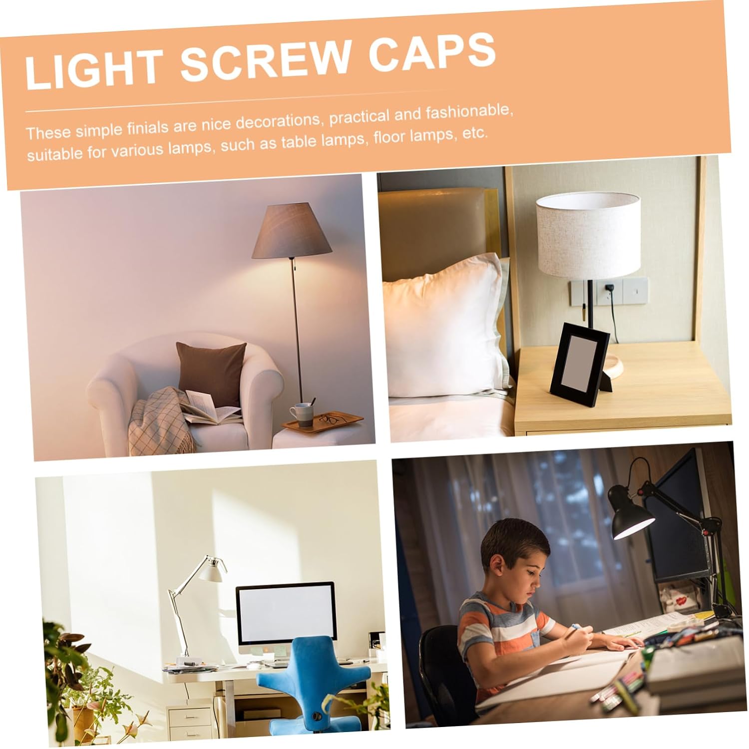 STOBOK 6pcs Light Screw Cap Lamp Finials Harp Lamp Finial Knob Decorative Shade Holder Easy Install Table Accessory