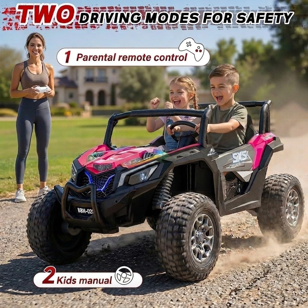  24V 2 Seater XXXL Ride on Toys for Big Kids 3-14, Max 5.5mph & 220lb (Dark Pink) thumbnail