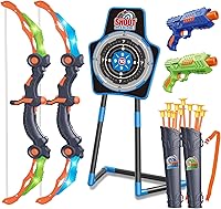 Vista 1 de SpringFlower 2 Bow and Arrow Sets with LED Light-up,2 Foam Dart Guns for Kids 5 6 7 8 9 10+ Years Old, Archery Set with Standing Target for Boys &