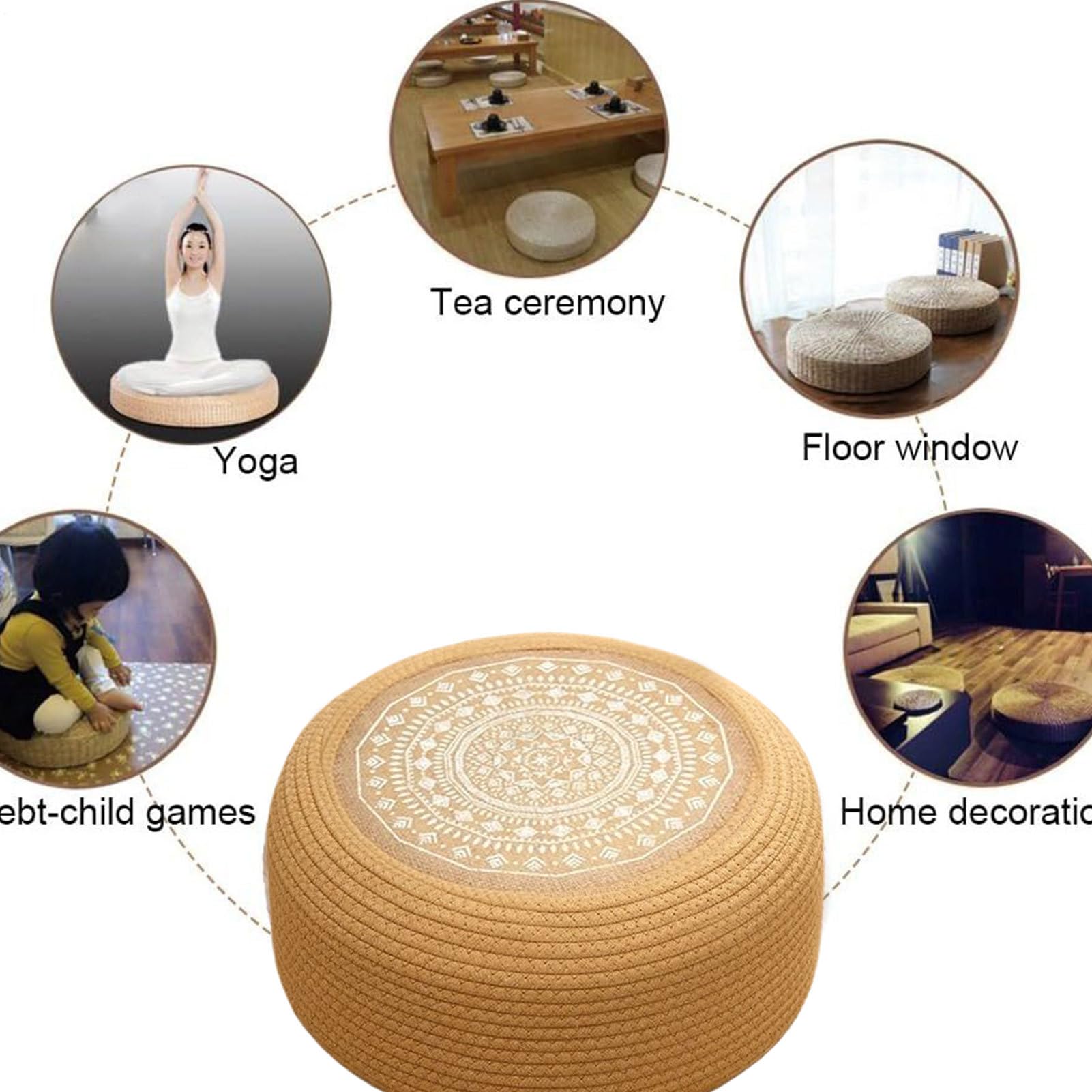 Cuscino Da Meditazione Per Pavimento Cuscini Meditazione Per Sedersi A | Tappetino Traspirante Tessuto A Mano Stile Giapponese Con Poggiapiedi Per Yoga Meditazione Zen E Relax