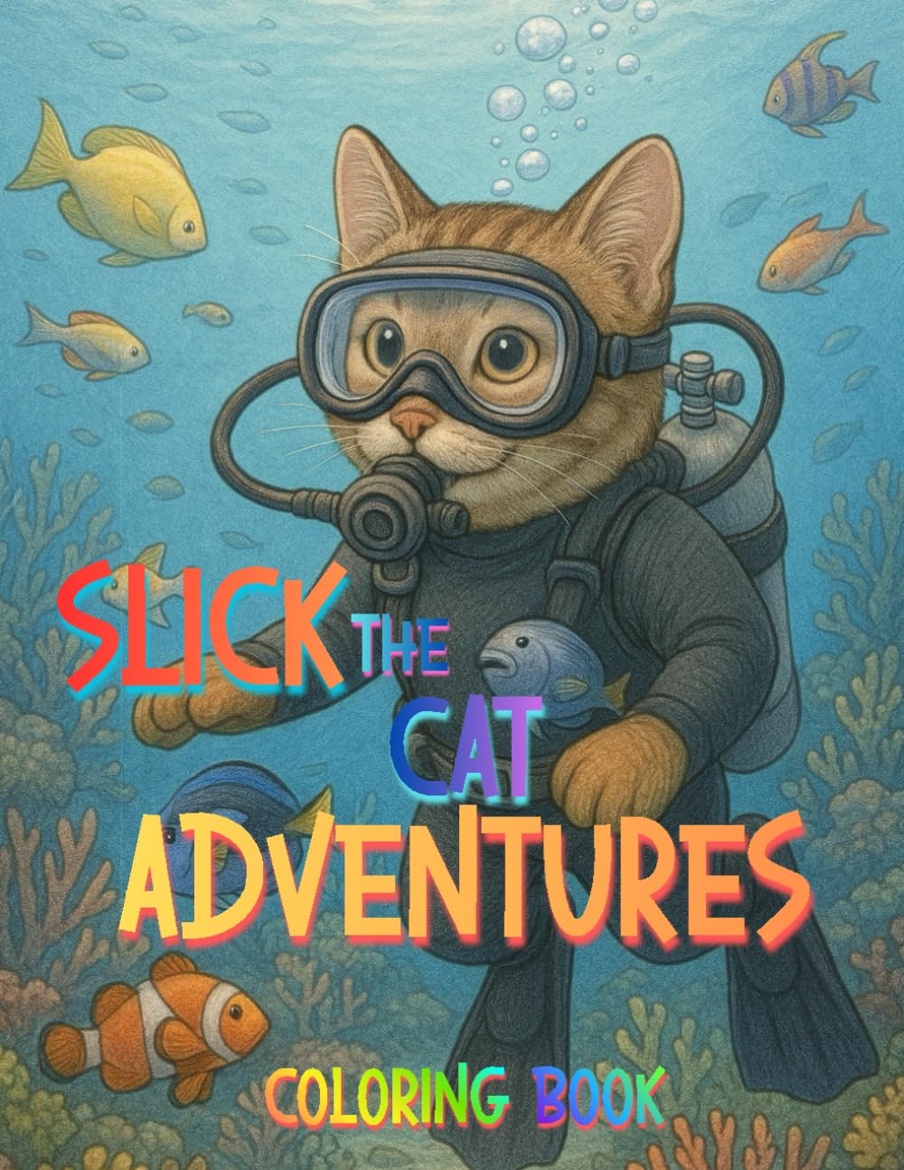 Slick, the cat Adventures Coloring Book