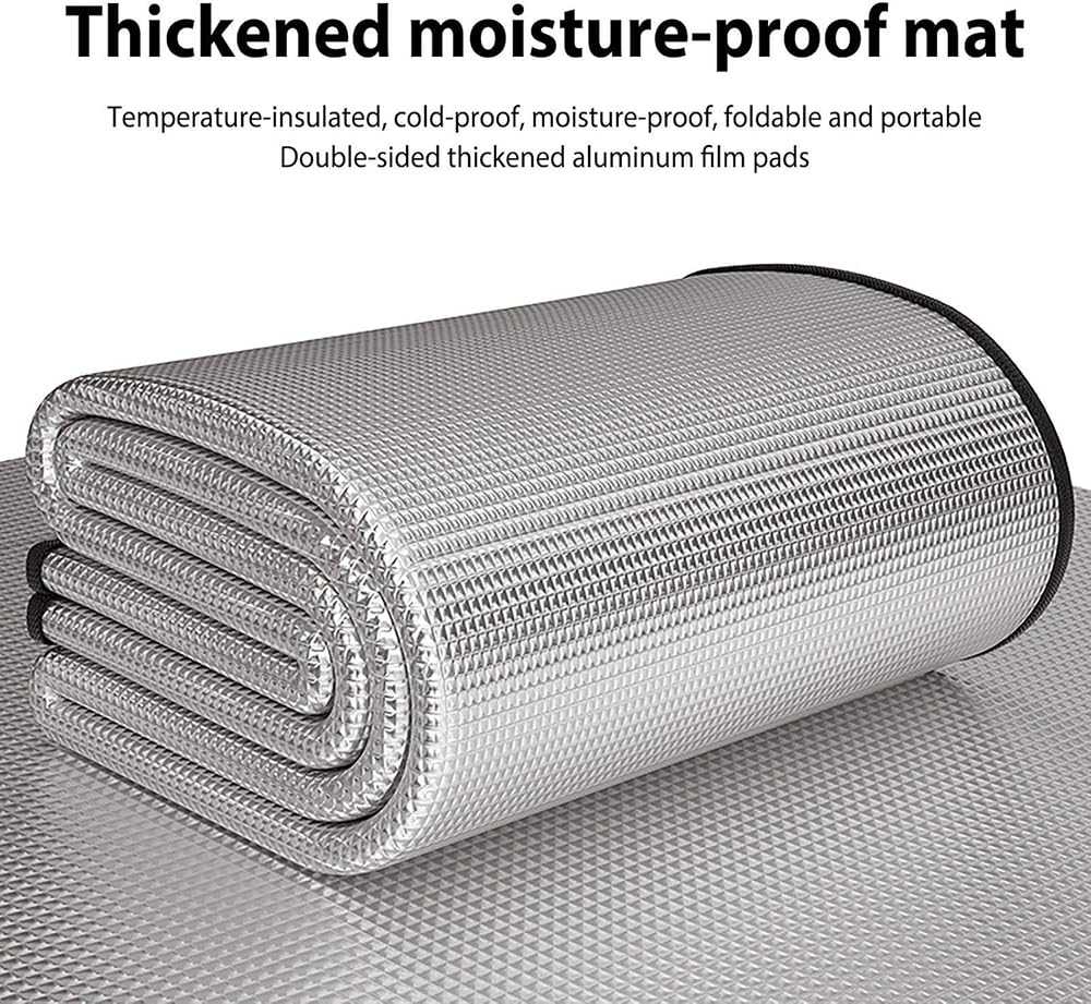 Mata kempingowa do spania z folii aluminiowej PVC | Wiele rozmiarów, na kemping, wędrówki, na zewnątrz: wodoodporna folia aluminiowa odbijająca ciepło(150*200cm)