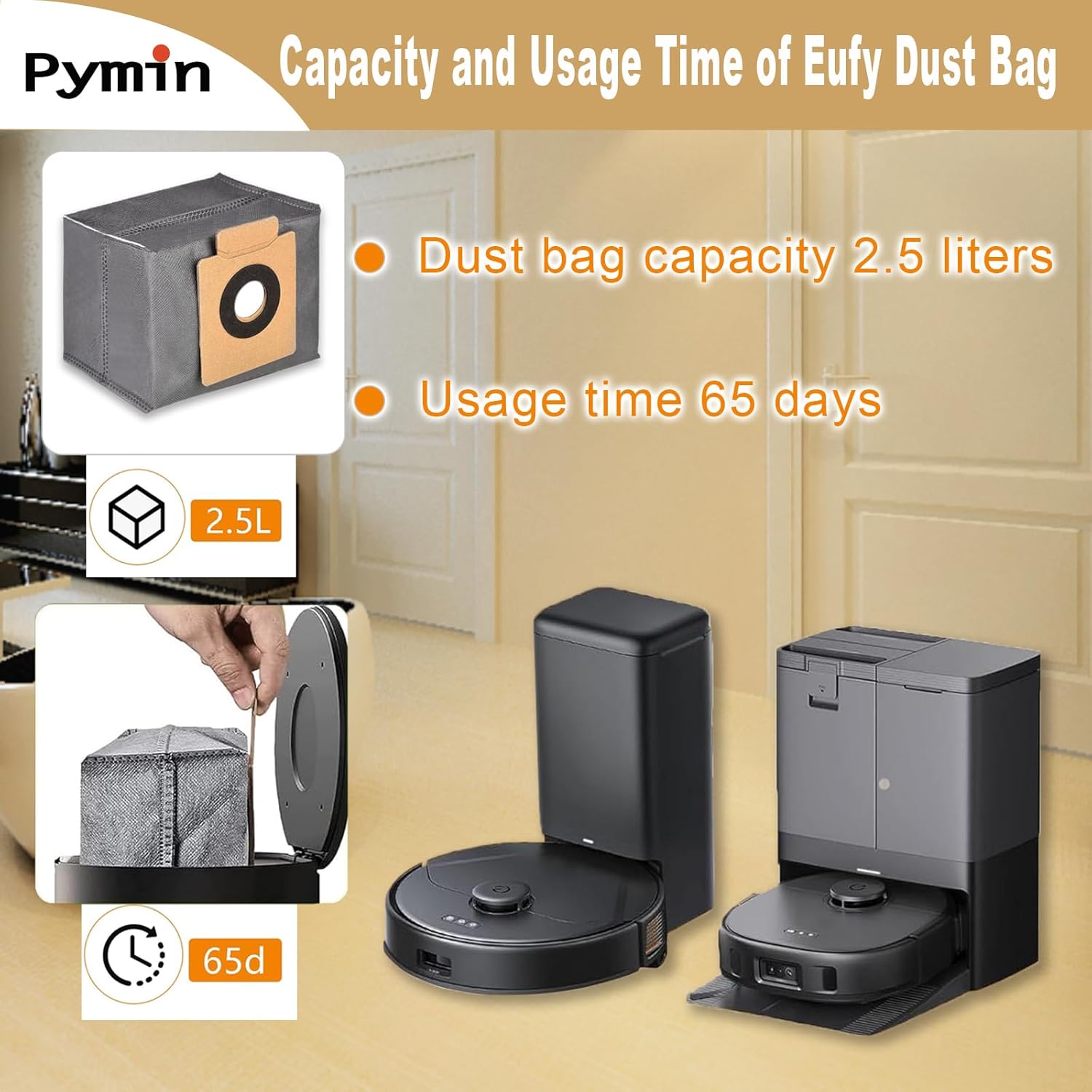 Pymin 14 Pack Replacement Dust Bag Compatible With Eufy Clean X10 Pro Omni & X8 Pro & X8 Pro SES Robot Vacuum Self-Empty Station,2.5L large capacity with 4-Layer Replcement Bags