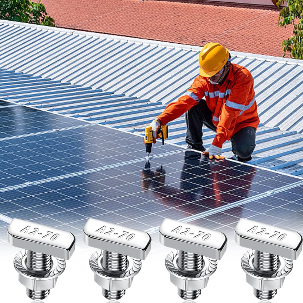 20 Stück Hammerkopfschrauben Set, T Hammerkopfschrauben, M8 x 20 mm, Schrauben mit Sperrzahnmuttern Flanschmuttern für PV Solar Montageschienen Gewächshaus und Photovoltaik