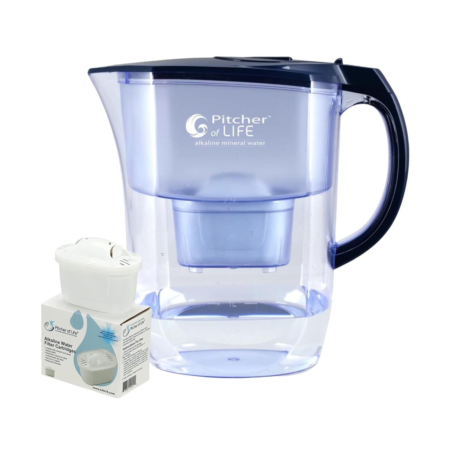 Pitcher of Life Improved 2021 - Super Alkaline Water Filter Pitcher - Premium Water Alkalizer & Purifier - Single Pack Alkaline Pitcher Replacement Filter