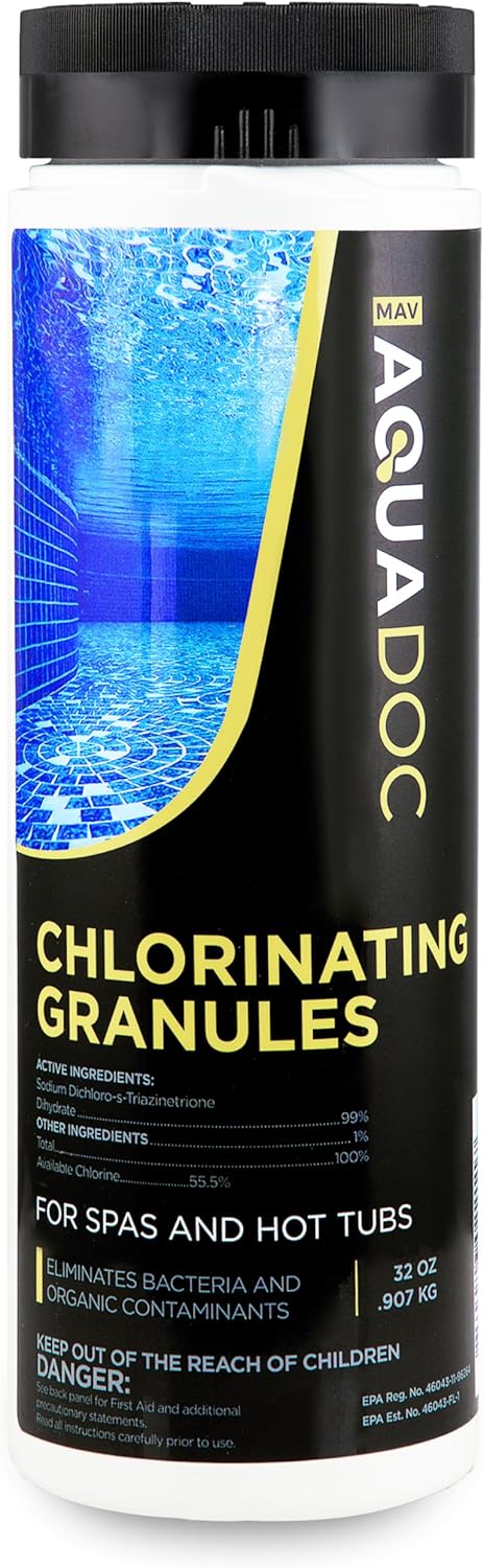 Spa Chlorine for Hot Tub Sanitizer 2lb (12 Pack) - Quick Dissolving Hot Tub Chlorine Granules, Spa Chemicals Made in The USA - AquaDoc