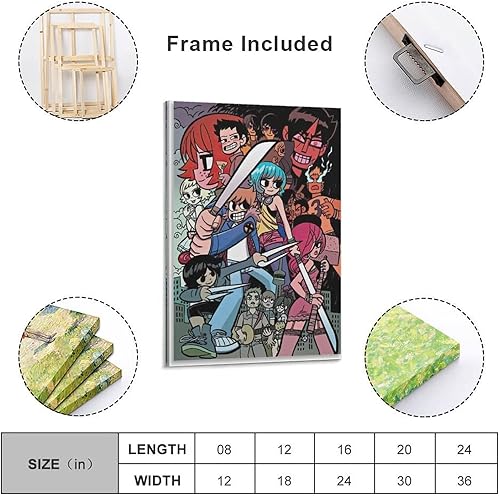 Miniatura 2 de Scott Pilgrim - Póster artístico de personajes de cómics de peregrinos y lienzos, arte de pared, póster de sala de estar, dormitorio, Pai, póster de