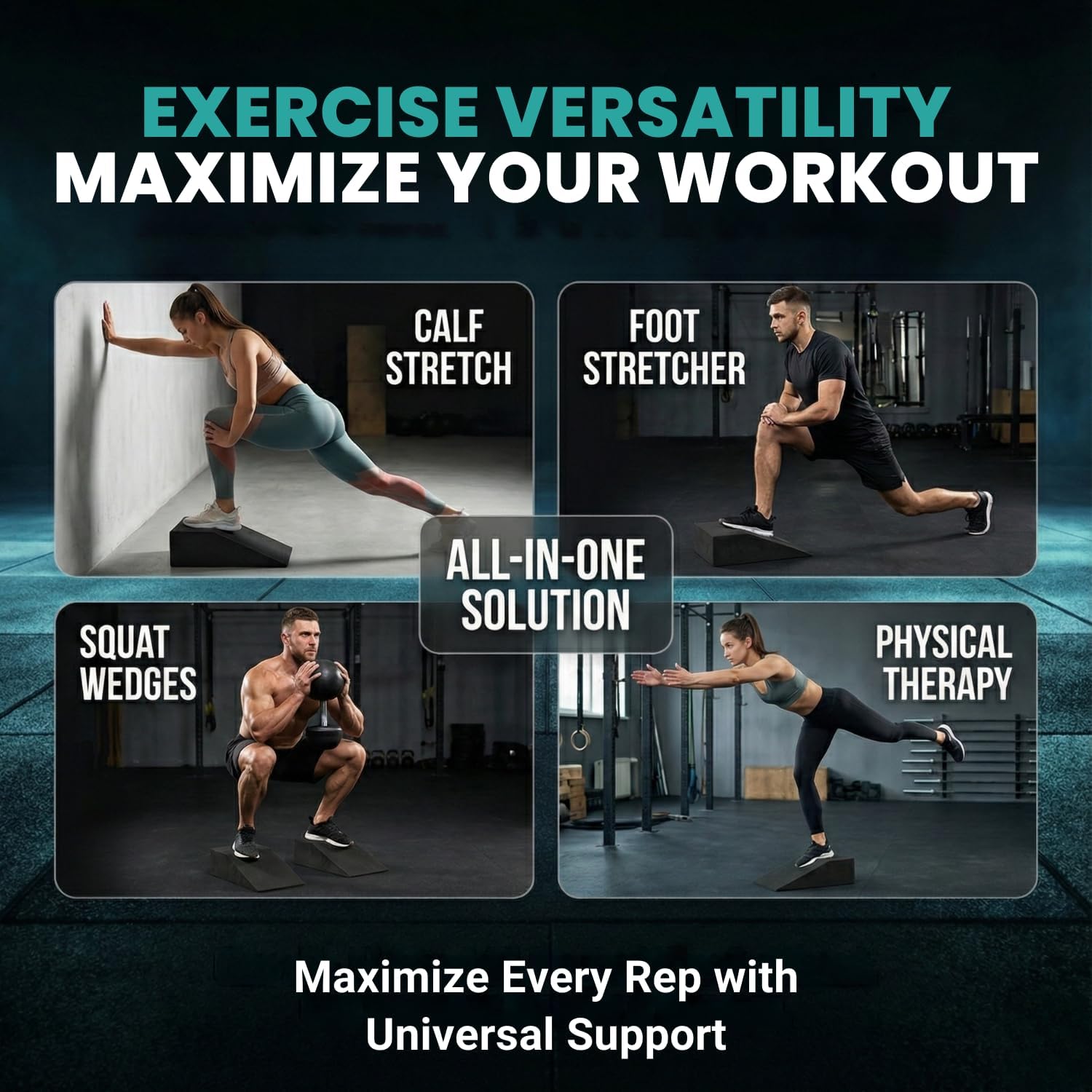 2 Pack Squat Wedge Block for Heel Elevated Squat Weightlifting Calf Stretcher Slant Board for Mobility Balance and Strength Performance