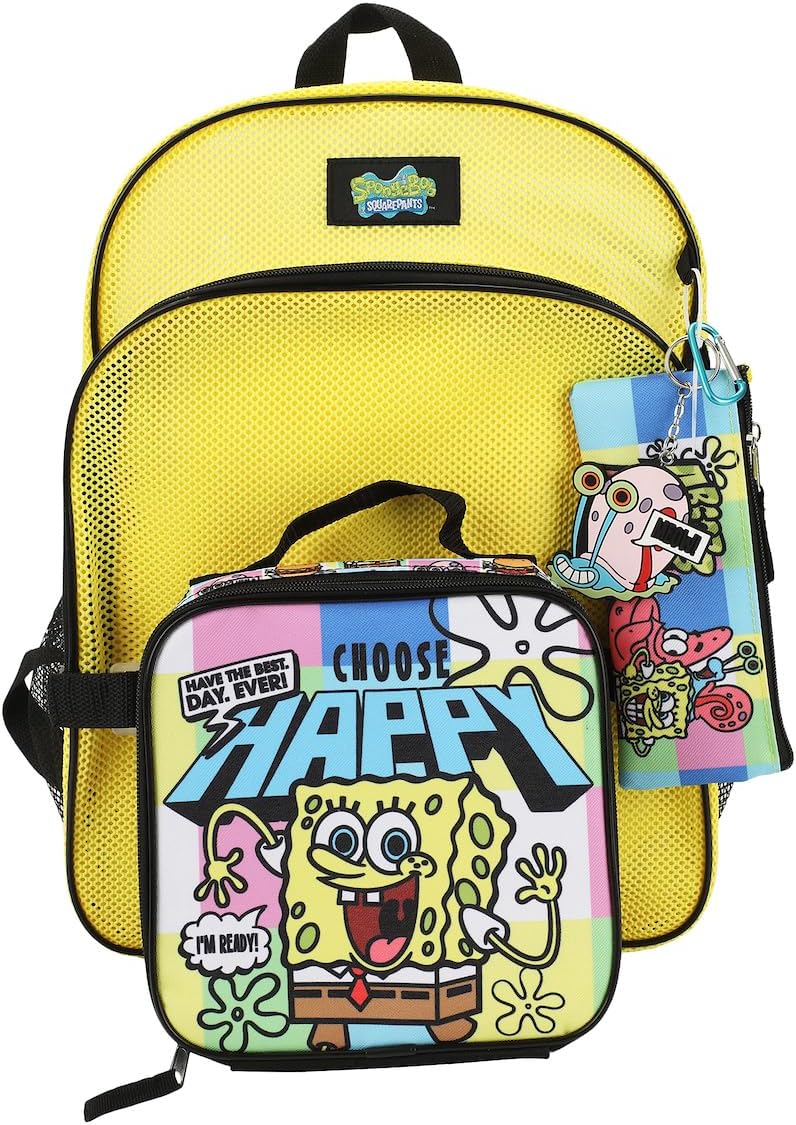Bioworld Spongebob Squarepants 5-Piece Clear Backpack & Lunchbox Set