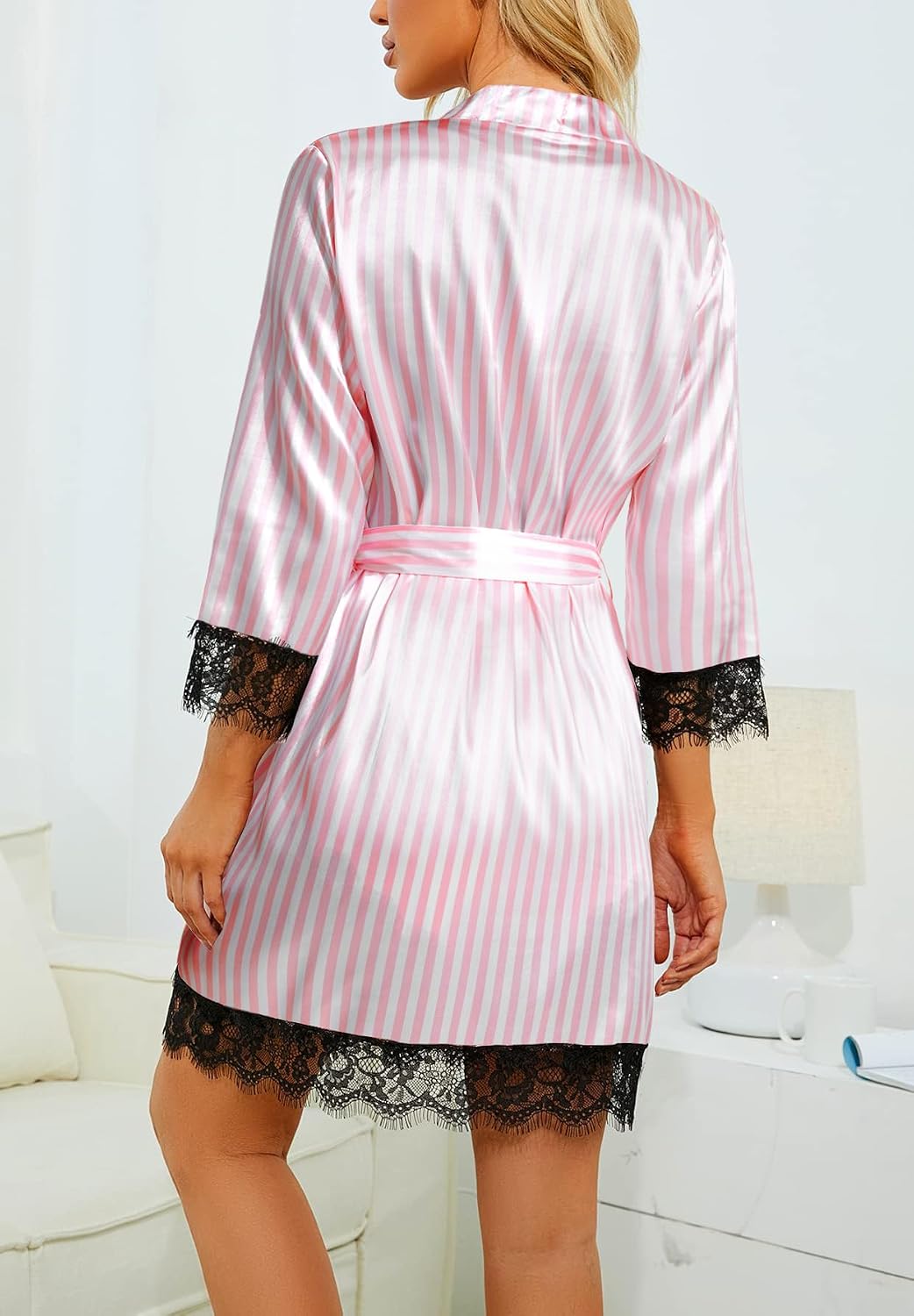 LYANER Women's Silk Satin Sexy Pajamas Set image 3