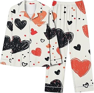 Conjunto de pantalones de dormir de invierno para mujer, diseño de lazo de amor, holgado, imitación de color