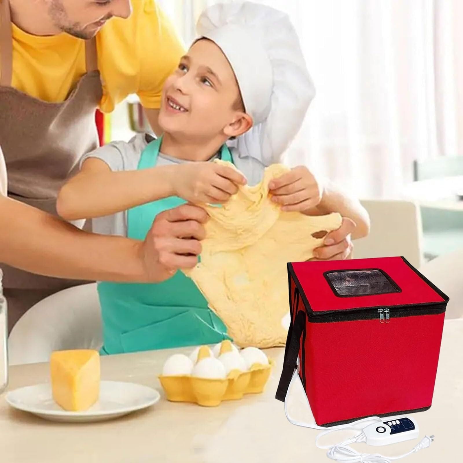 Kit di strumenti per la preparazione del pane a lievitazione naturale, con riscaldatore, per pizza e yogurt, scatola pieghevole con coperchio per la preparazione del pane (colore: H, dimensioni: 43 x
