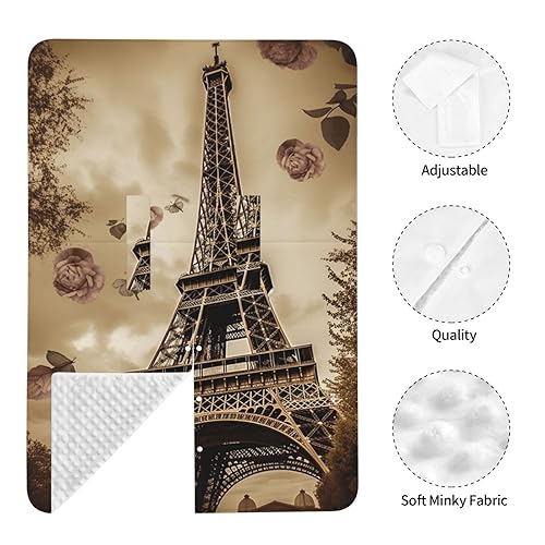 Miniatura 7 de Baby Car Seat Canopy Cover for Mom, Soft Breathable Nursing Breastfeeding Covers Multi Use Stroller Sun Shade Newborn Shower GiftParis Eiffel Tower