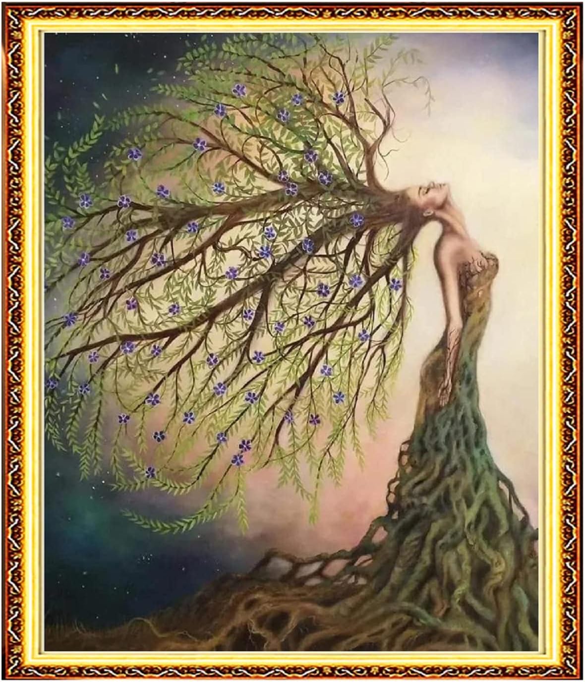 Funchey Beginners Stamped Cross Stitch Kits Range of Embroidery Patterns Starter Kits for Girl DIY Printed Cross Stitch Pattern Needlepoint kit 11CT-Tree of Life 17.7x22 inch