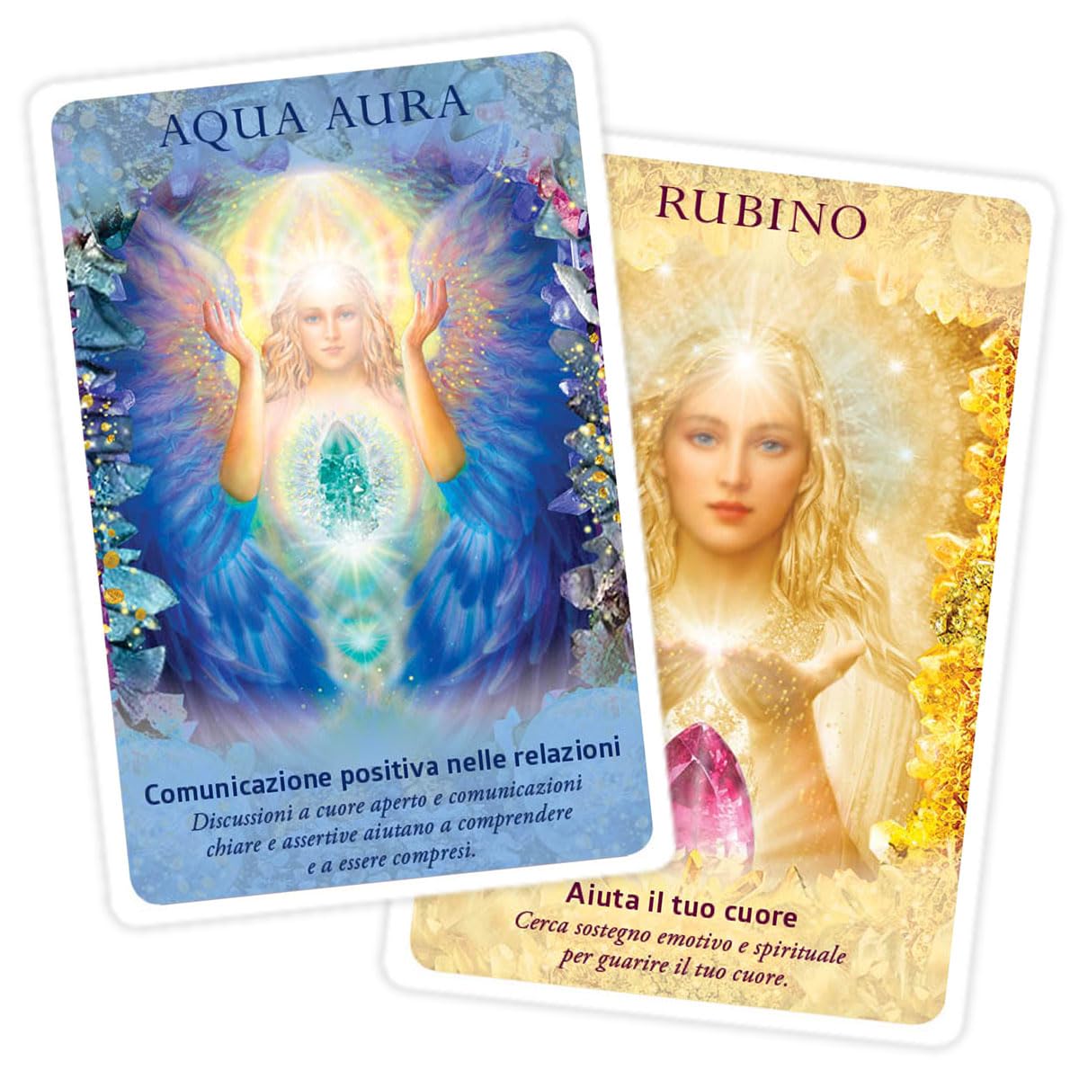 Crystal Angels Le Carte dell’oracolo. 44 Carte oracolari di Angeli e Cristalli con guida illustrata. Regalo per cristalloterapia, numerologia, arti divinatorie. Fai una domanda e leggi la frase.