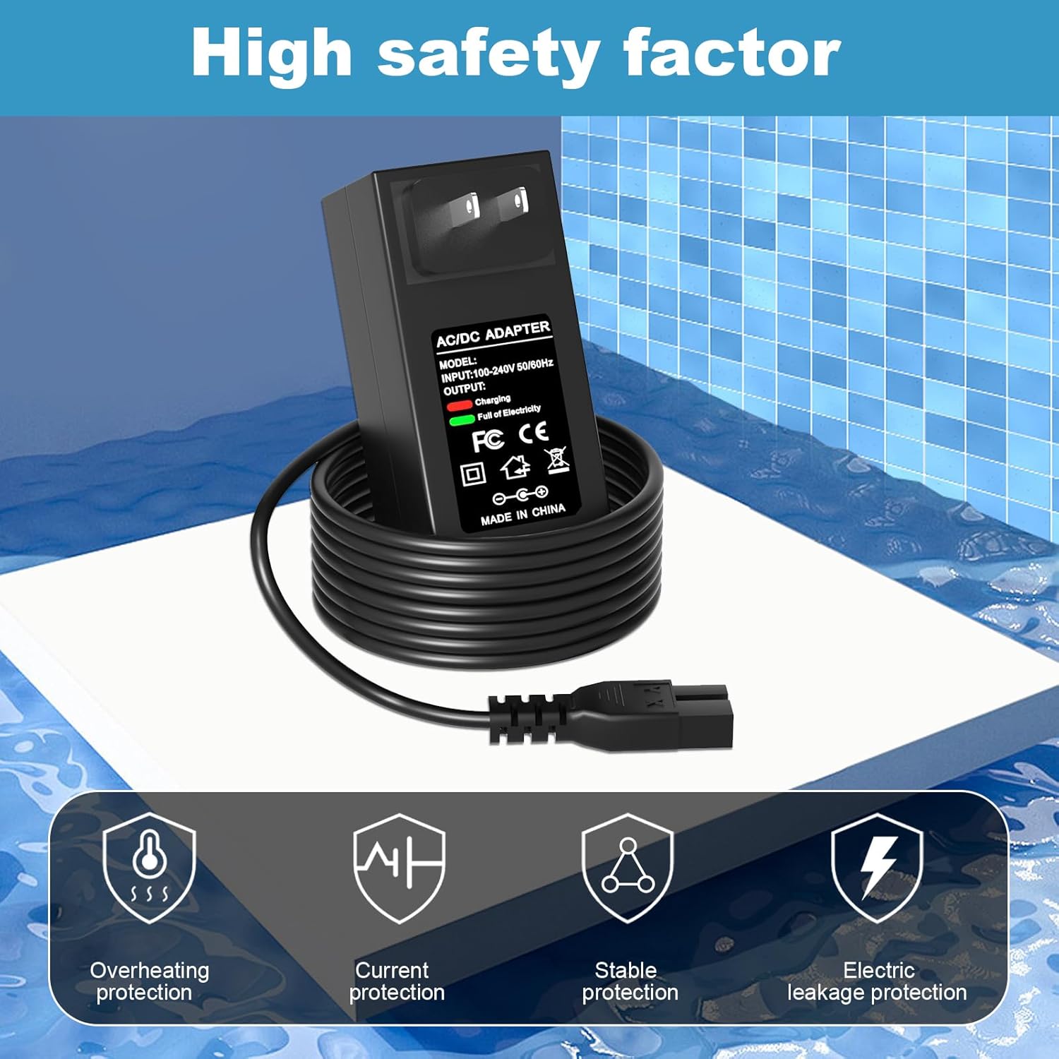 25.2V Charger for WYBOT Robotic Pool Vacuum Cleaner Compatible with Wybot C1 OS7010C Cordless Pool Vacuum Cleaner Power Adapter Cord