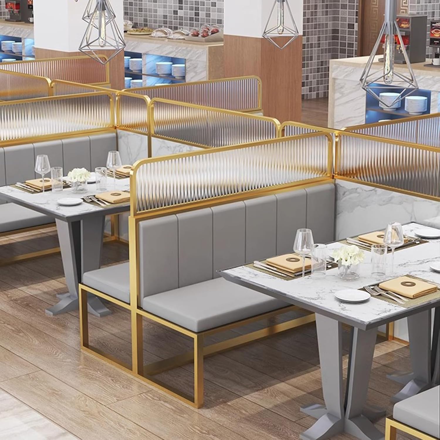 Tabique de vidrio rayado elevado para restaurante, partición de pared semi mate para restaurante Hotpot, 30/50 cm, separador de espacio utilizado en el restaurante (30 x 120 cm)