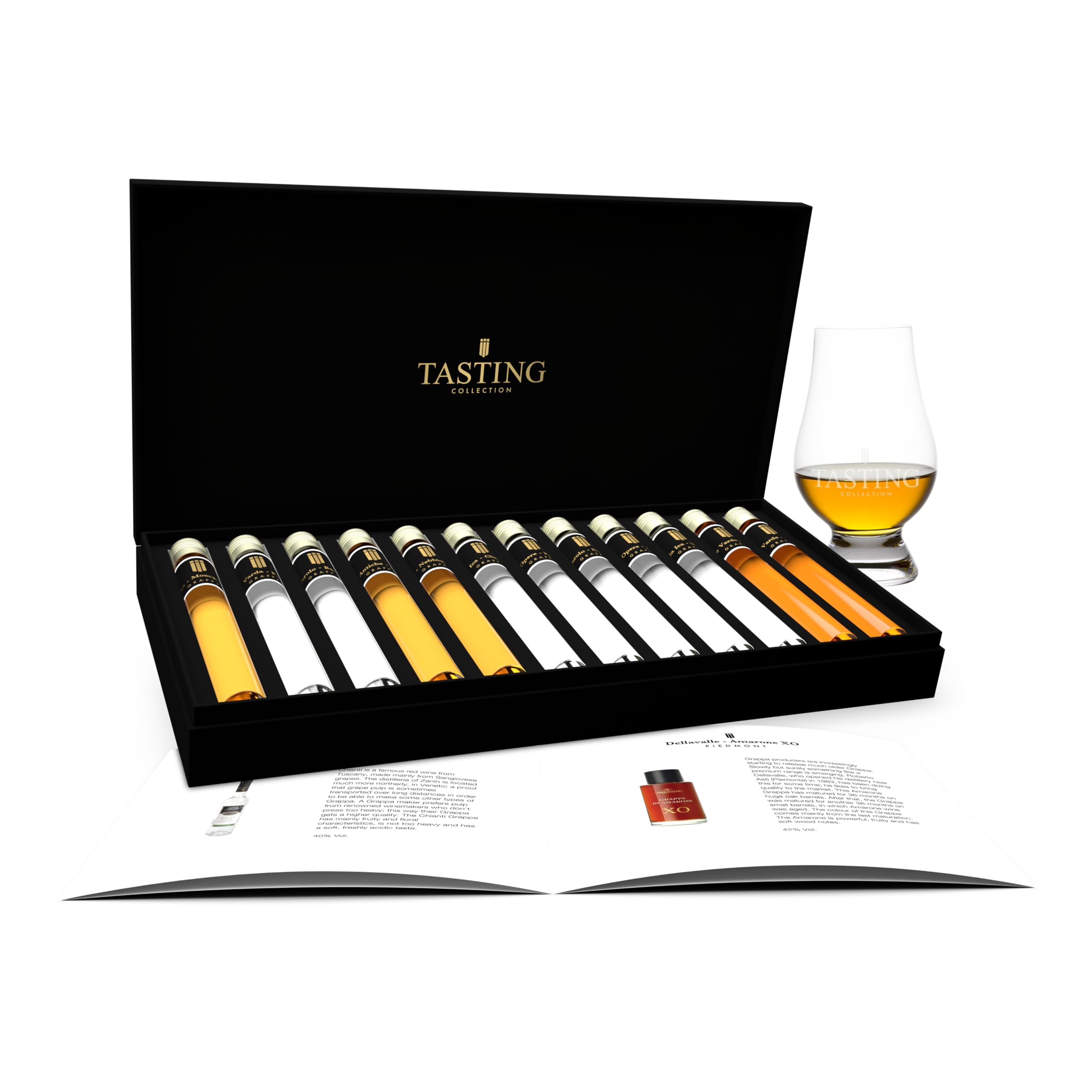 Grappa Tasting Probierset 12 Fläschchen Verkostung im Geschenkset