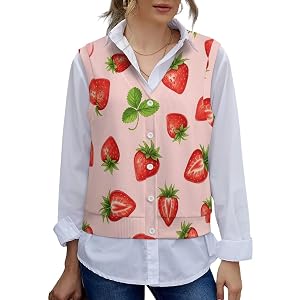 Womens V Neck Sweater Vest Casual Button Down Knit Vest Outerwear Sleeveless Cardigans