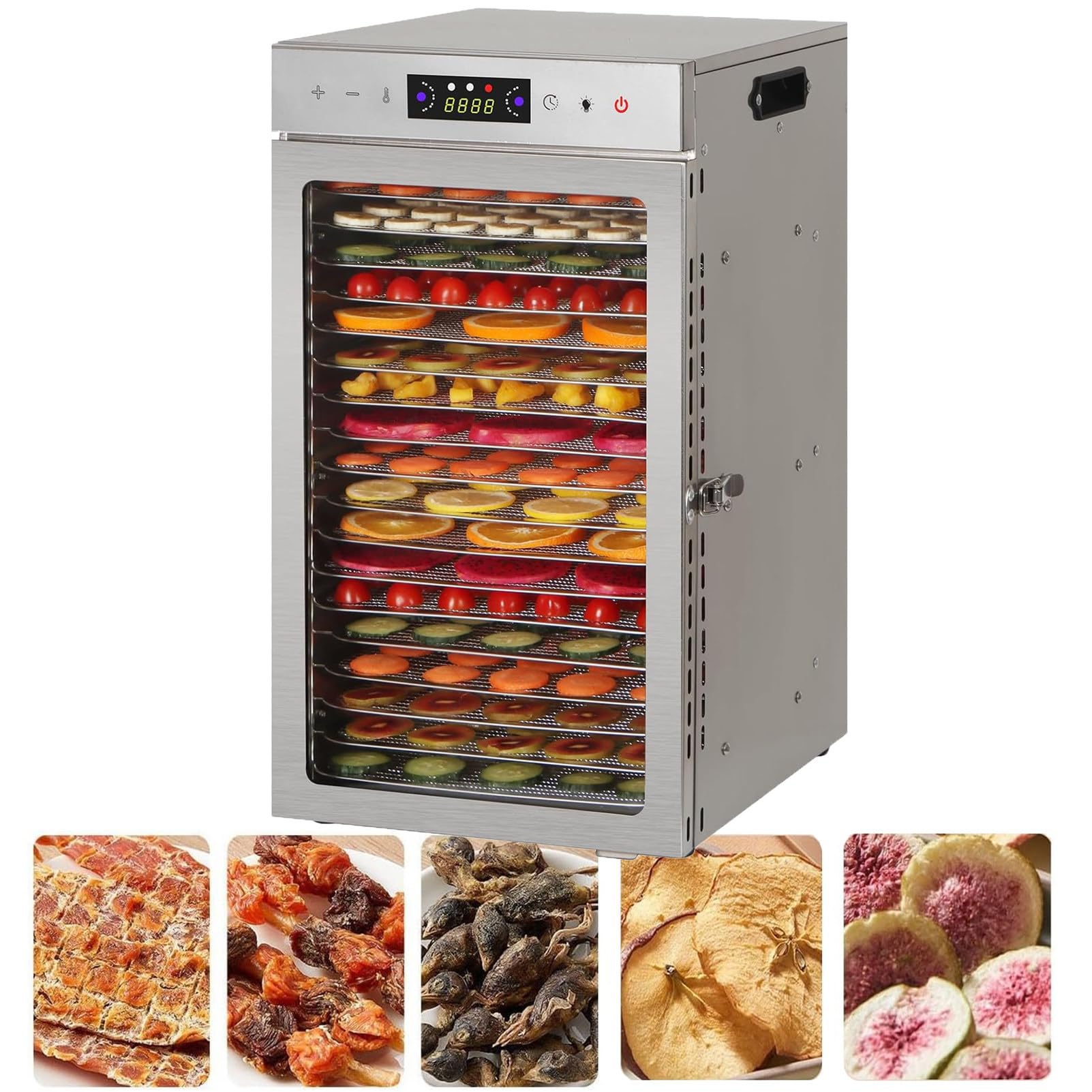 Essiccatore Alimentare Multifunzionale Per Carne Secca, Essiccazione Della Frutta Con 6/8/12/18 Vassoi Rimovibili, Essiccatore Per Alimenti Per Verdure, Carne, Cibo Per Animali,18-Tray