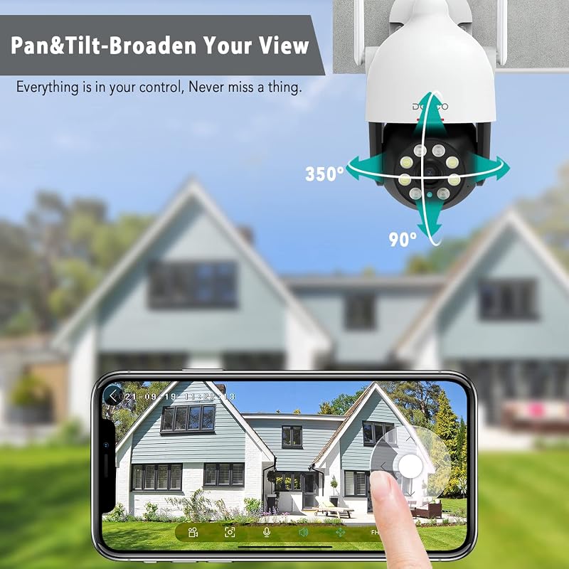 DEKCO 2K WiFi Biztonsági Kamera Kültéri, 350° Forgatható, Éjszakai Látás, Automatikus Követés - 1 piece (pack of 1)
