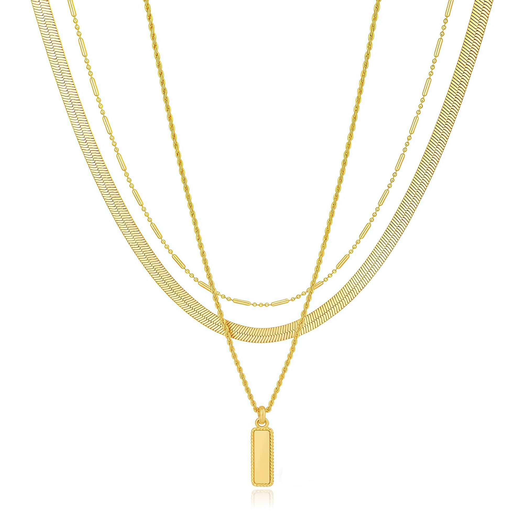 YOIHUR Layered Gold Necklaces for Women,14K Gold Plated Dainty Stackable Stack Choker Necklaces for Women Trendy Layering Pendant Chain Set Jewelry for Women Gifts