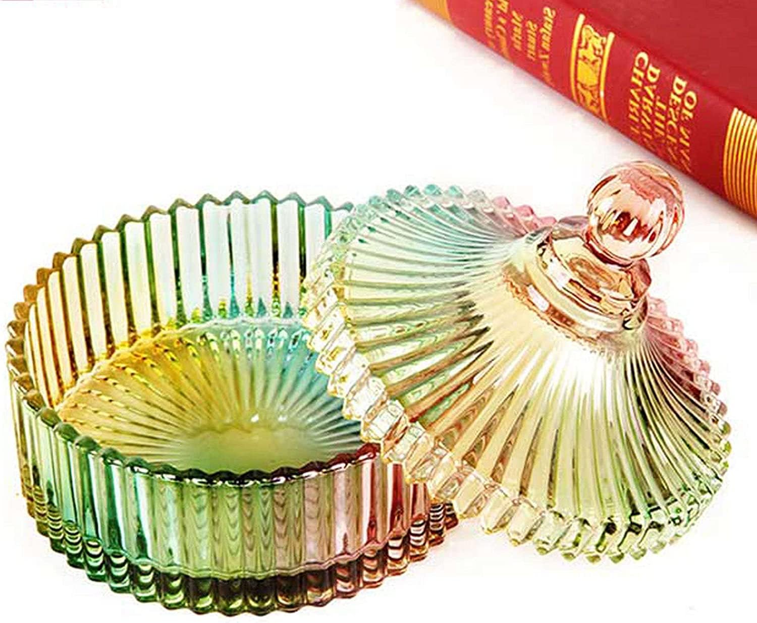 Zuckerdose, Zuckerdose aus Keramik, Kristallglas Bonbongläser mit Deckel, Zuckerdose mit Deckel, Süßigkeitenschüssel-Glas A-einzeln (Farbe: Glas A) (Farbe: Glas B, Größe: Einzel) (Farbe: Glas B,