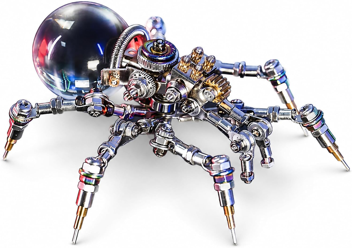 MOSTARLE Crystal Lamp Jumping Spider 3D Metal Puzzle, DIY Steampunk Sci-Fi Model Kit, Mechanical Spider Desk Decor, Creative Gift for Adults Teens
