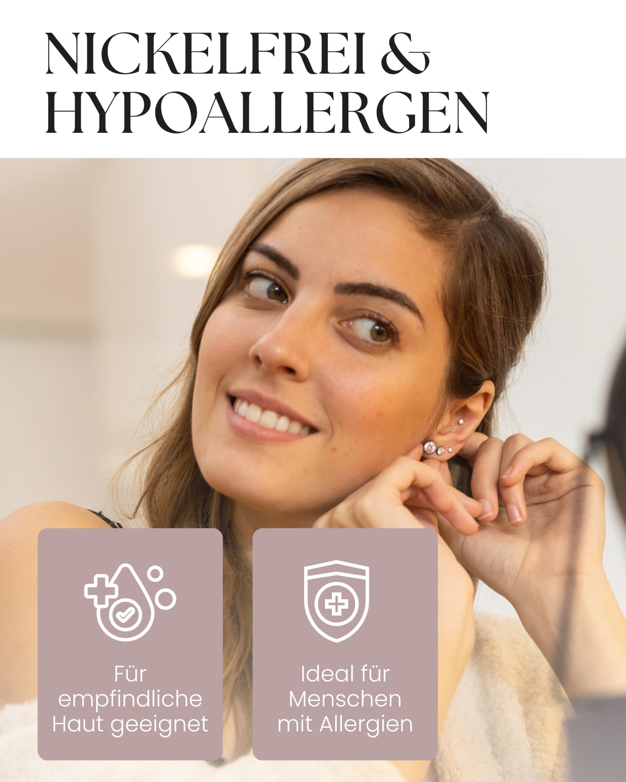 TIABELLE – Ohrstecker TRUMPET aus Titan mit funkelnden Zirconia Steinen | Hautverträgliche Ohrringe in zeitlosem Design | Leichter Damen Ohrschmuck für besondere Anlässe, Alltag und als Geschenk