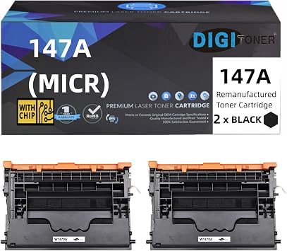 147A W1470A Toner Cartridge with Chip Black Compatible Replacement for HP 147A W1470A for HP Enterprise M610dn M611x M612dn MFP M634z M635fht M636fh Printer 2 Pack Black