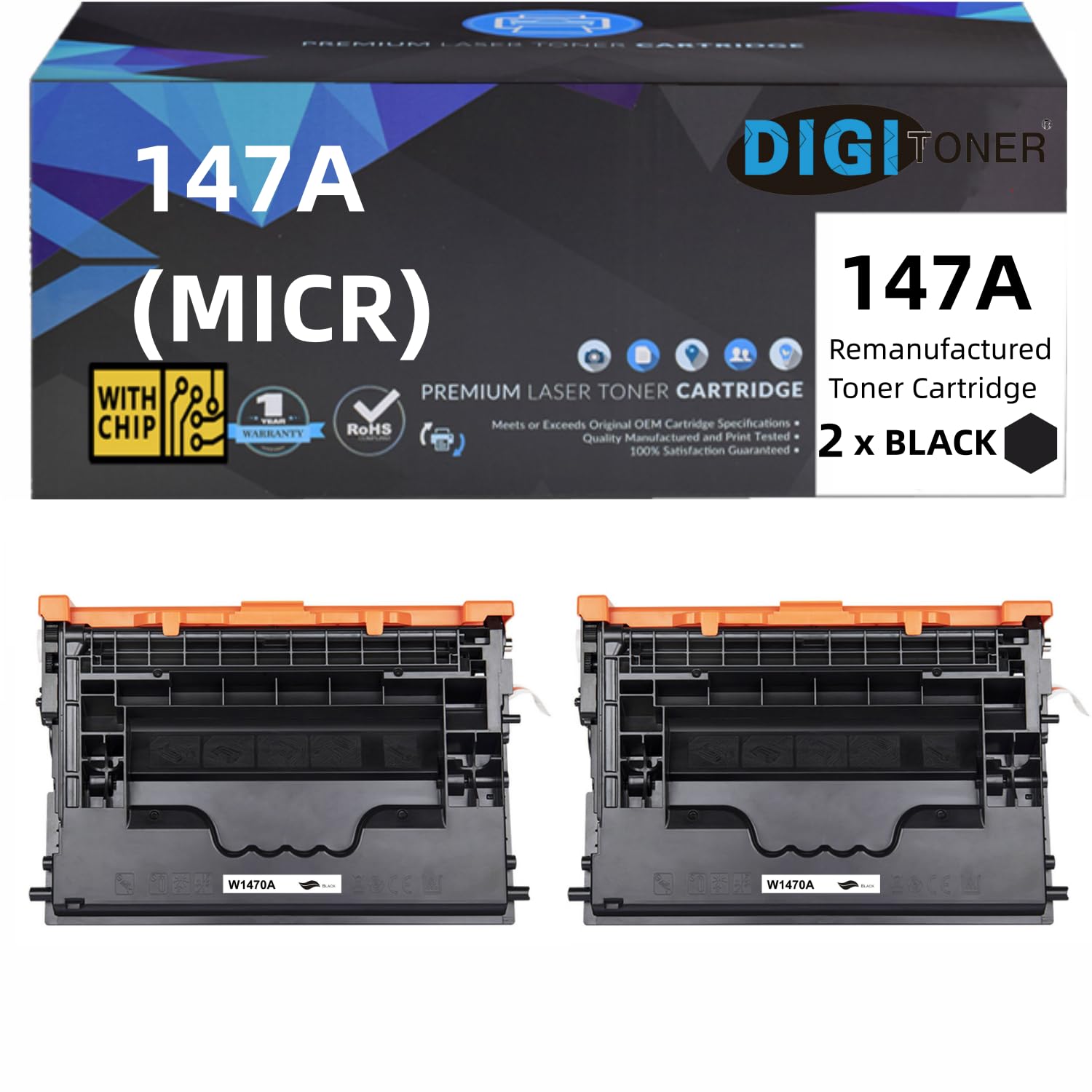 147A W1470A Toner Cartridge (with Chip) Black Compatible Replacement for HP 147A W1470A for HP Enterprise M610dn M611x M612dn MFP M634z M635fht M636fh